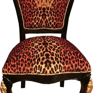 Pompöös by Casa Padrino Luxury Baroque Dining Chair Crown with Rhinestones Leopard / Black / Gold - Pompöös Baroque Chair designed by Harald Glööckler Meistverkauft