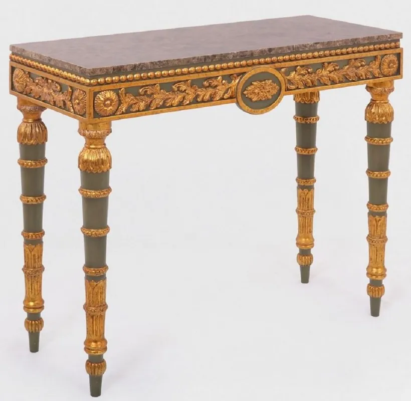Begrenztes Angebot Casa Padrino luxury baroque console gray / antique gold / brown - Handcrafted solid wood console table with elegant decorations and marble top - Baroque Furniture