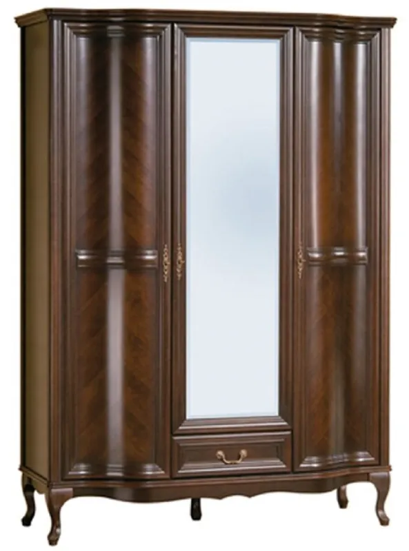 Casa Padrino luxury Art Nouveau bedroom cabinet dark brown 147.8 x 63.5 x H. 206 cm - Solid wood wardrobe with 3 doors and drawer - Baroque & Art Nouveau Bedroom Furniture Nur Für Kurze Zeit