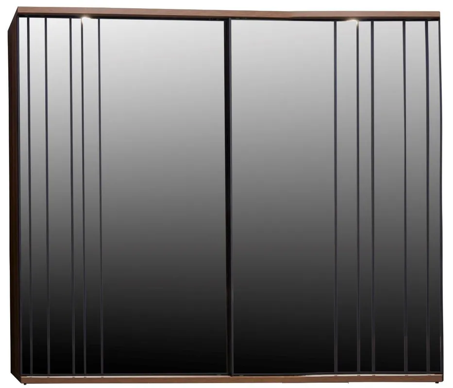 Casa Padrino luxury bedroom cabinet brown 278 x 65 x H. 228 cm - Modern solid wood wardrobe with 2 mirrored sliding doors - Luxury bedroom furniture Direkt Vom Hersteller