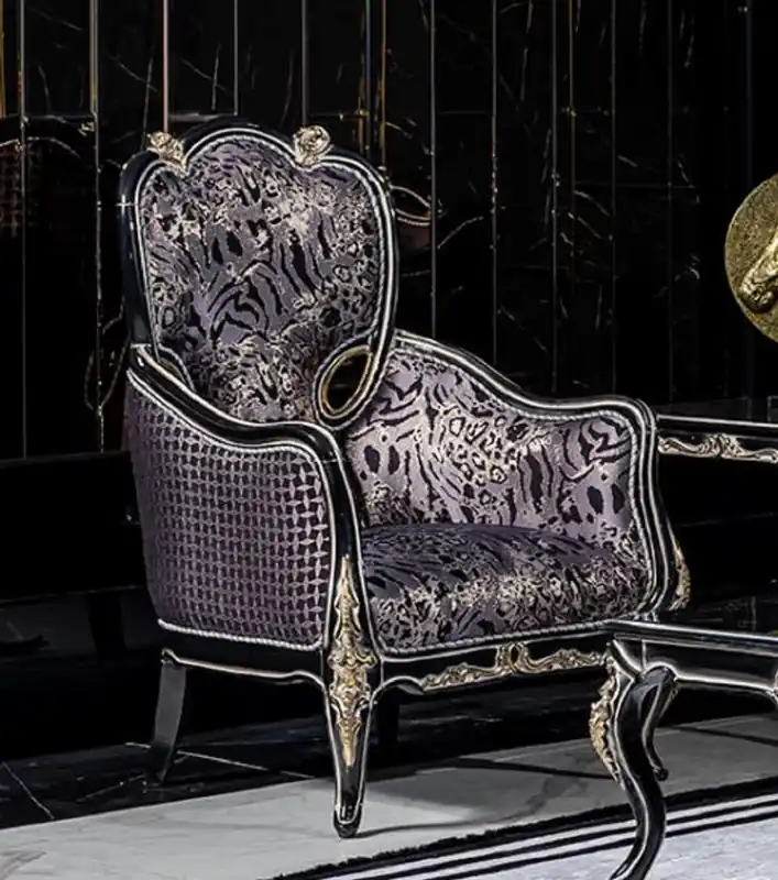 Casa Padrino luxury baroque living room armchair purple / black / gold - Handmade baroque style armchair with elegant pattern - Baroque living room furniture Sofort Bestellen