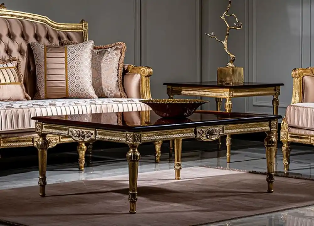 Casa Padrino luxury baroque coffee table black / gold - Handcrafted solid wood living room table in baroque style - Noble baroque living room furniture Top-Preis