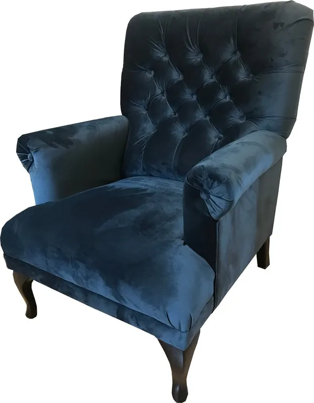 Casa Padrino Luxury Chesterfield Velvet Armchair Midnight Blue / Black 82 x 75 x H. 93 cm - Chesterfield Living Room Furniture Versand Am Gleichen Tag