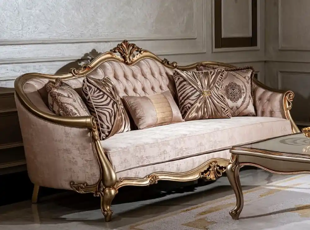 Casa Padrino luxury baroque sofa pink / gold - Handmade living room sofa with decorative pillows - Living room furniture - Baroque Furniture Neu Im Sortiment