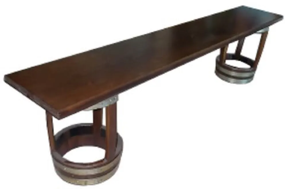 Casa Padrino luxury barrel bench dark brown / silver 200 x 34 x H. 49 cm - Handmade solid wood bench - Garden Terraces Gastronomy Furniture Nur Heute