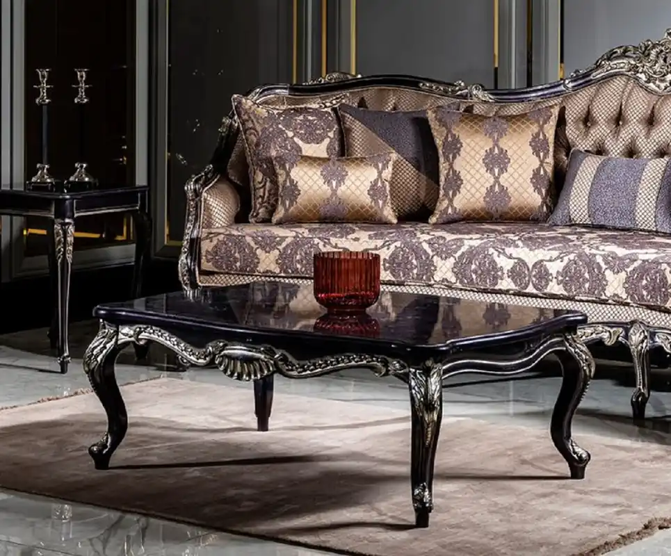 Casa Padrino luxury baroque coffee table purple / gold - Magnificent living room table in the baroque style - Handcrafted solid wood table - Baroque living room furniture Nur Für Kurze Zeit