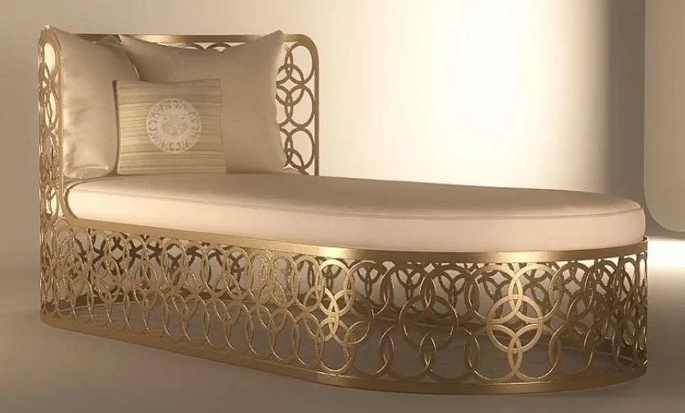 Angebot Casa Padrino luxury garden lounger ivory / champagne gold 214 x 107 cm - Handmade weatherproof lounger - Sun lounger - Pool lounger - Hotel furniture - Luxury Quality