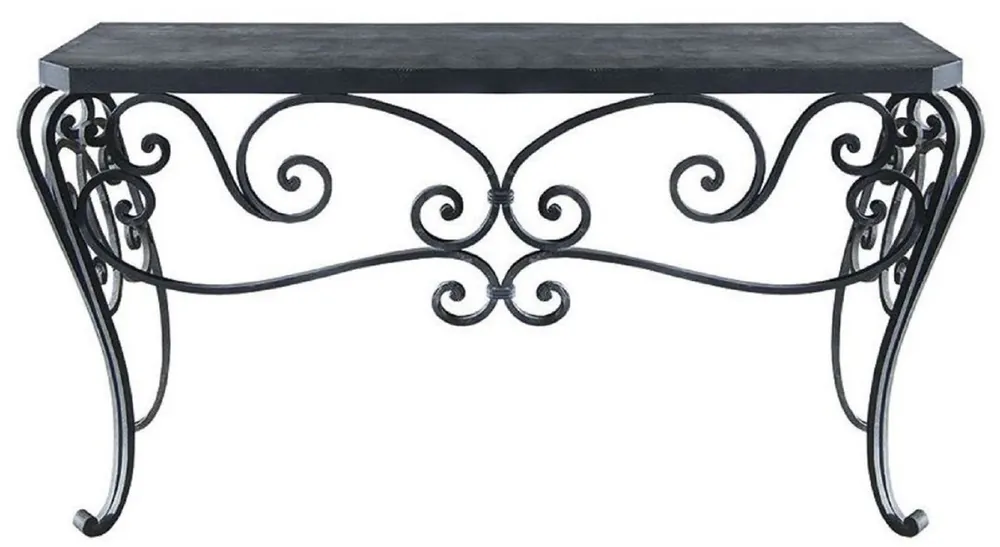 Sofort Bestellen Casa Padrino luxury Art Nouveau console black 156 x 50 x H. 87 cm - Handcrafted wrought iron console table with metal tabletop - Living Room Garden Patio Furniture