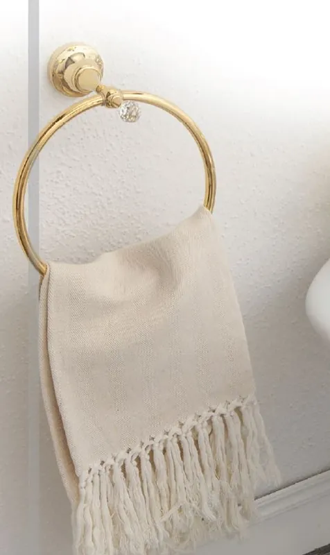 Expressversand Luxury towel holder / towel ring with Swarovski crystal glass gold 20.2 x 9.3 x H. 22 cm - Luxury bathroom accessories - Made in Italy