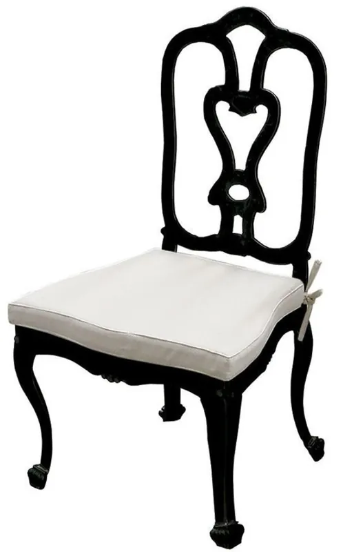 Top-Seller Casa Padrino luxury Art Nouveau garden chair with seat cushion black / light gray 56 x 59 x H. 100 cm - Hand forged dining room chair - Dining Room Garden Patio Furniture