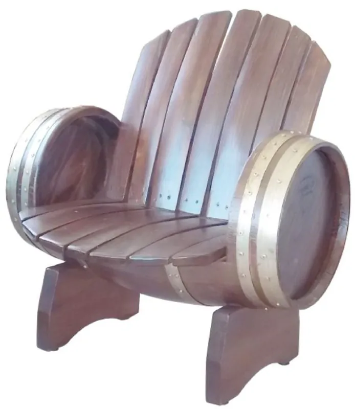 Direkt Vom Hersteller Casa Padrino luxury barrel armchair brown / silver 92 x 65 x H. 98 cm - Solid wood wine barrel armchair - Garden Terraces Gastronomy Furniture