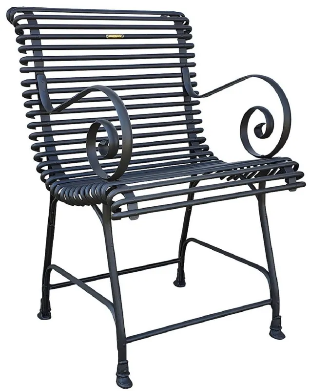 Angebot Casa Padrino Art Nouveau garden chair black 44 x 50 cm - Handmade wrought iron chair with armrests - Nostalgic garden furniture