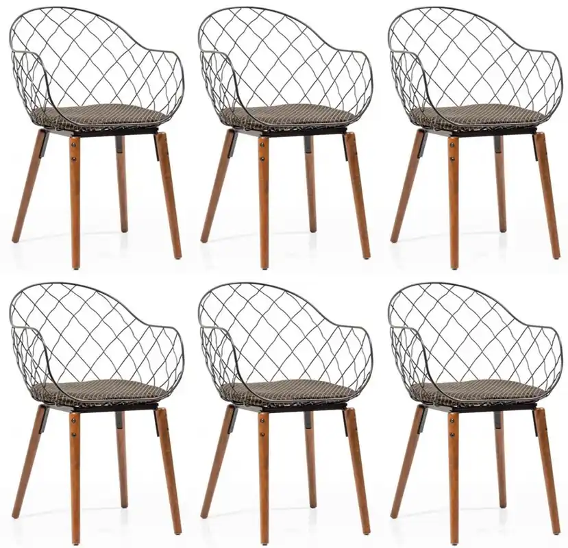 Preiswert Casa Padrino Luxury Garden Chair Set Black / Gold / Gray / Brown 40 x 40 x H. 81 cm - Modern Garden Chairs with Armrests - Garden & Gastronomy Furniture