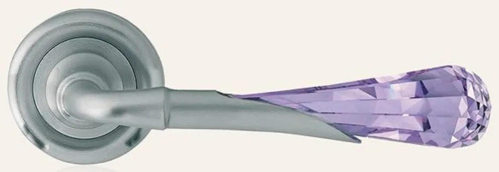 Top-Angebot Casa Padrino luxury door handle set gray / purple 15 x H. 5 cm - Noble brass door handles with Swarovski crystal glass - Luxury Quality