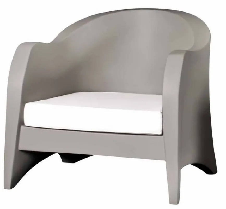 Casa Padrino Designer Garden Armchair Matt Gray / White 79 x 72 x H. 73 cm - Weatherproof Garden Terrace Armchair - Hotel Furniture - Luxury Quality Expressversand