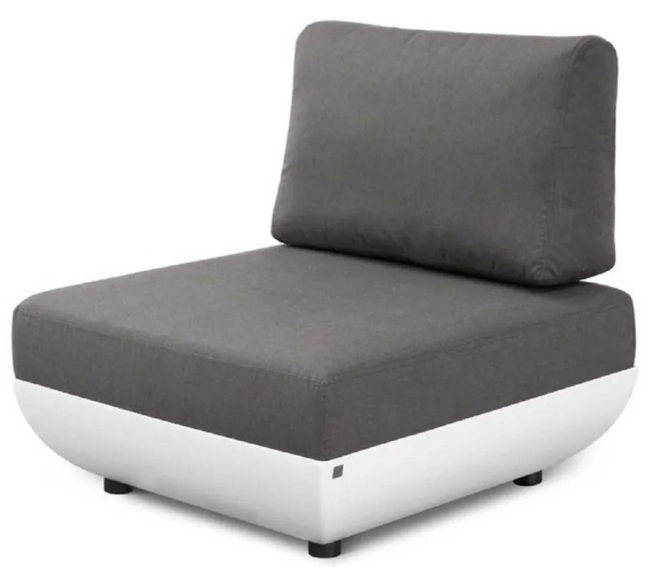 Casa Padrino Designer Garden Armchair Matt White / Dark Gray 92 x 95 x H. 90 cm - Weatherproof Garden Terrace Armchair with Adjustable Backrest - Hotel Furniture - Luxury Quality Top-Seller