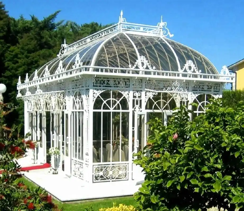 Knallerangebot Casa Padrino luxury Art Nouveau garden house white 856 x 456 x H. 516 cm - Wrought iron garden pavilion - Greenhouse - Noble & Magnificent