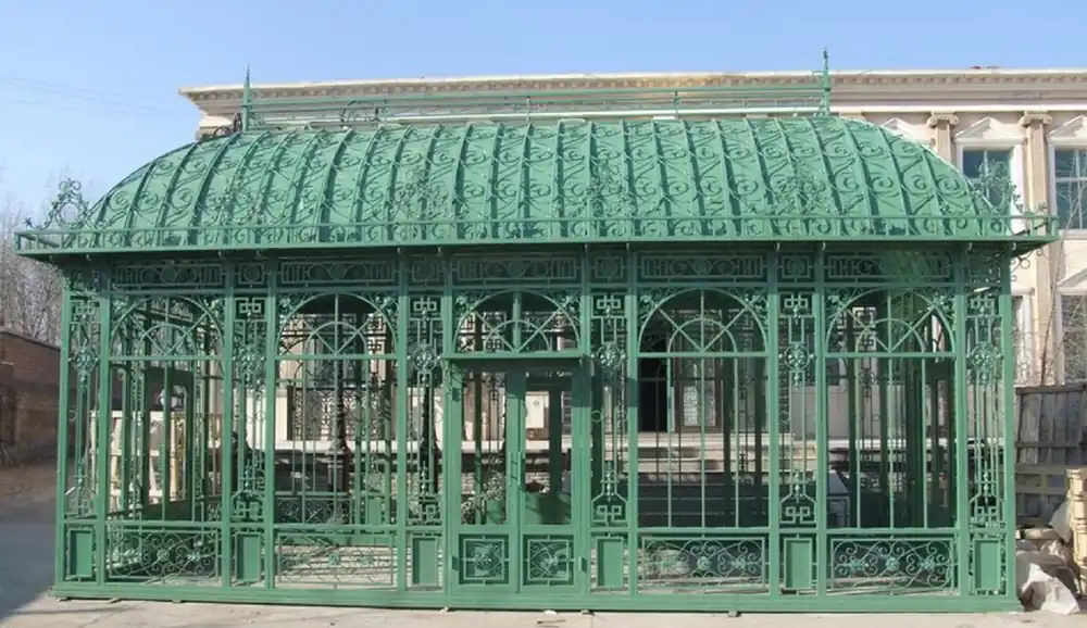 Wochenendangebot Casa Padrino luxury Art Nouveau garden house green 856 x 456 x H. 516 cm - Wrought iron garden pavilion - Greenhouse - Noble & Magnificent