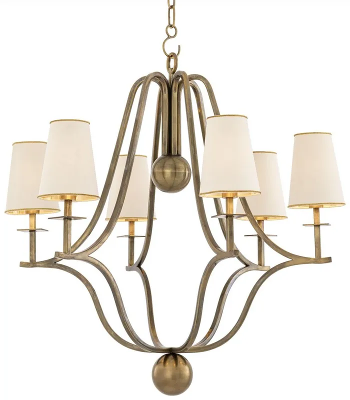 Wochenendangebot Casa Padrino Luxury Art Nouveau Chandelier Vintage Brass / White / Gold 76 x 76 x H. 76 cm - Baroque & Art Nouveau Chandeliers - Luxury Quality