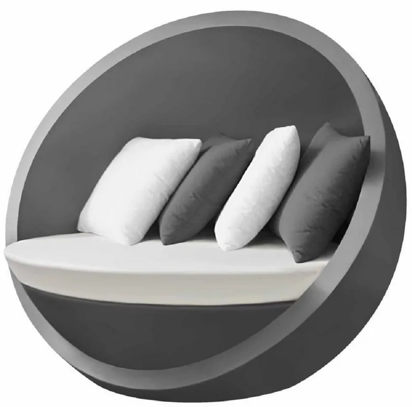 Casa Padrino Designer Lounger Island Matt Gray / White 140 x 130 x H. 122 cm - Weather-Resistant Sun Island - Garden Terraces Hotel Furniture - Luxury Quality Rabatt