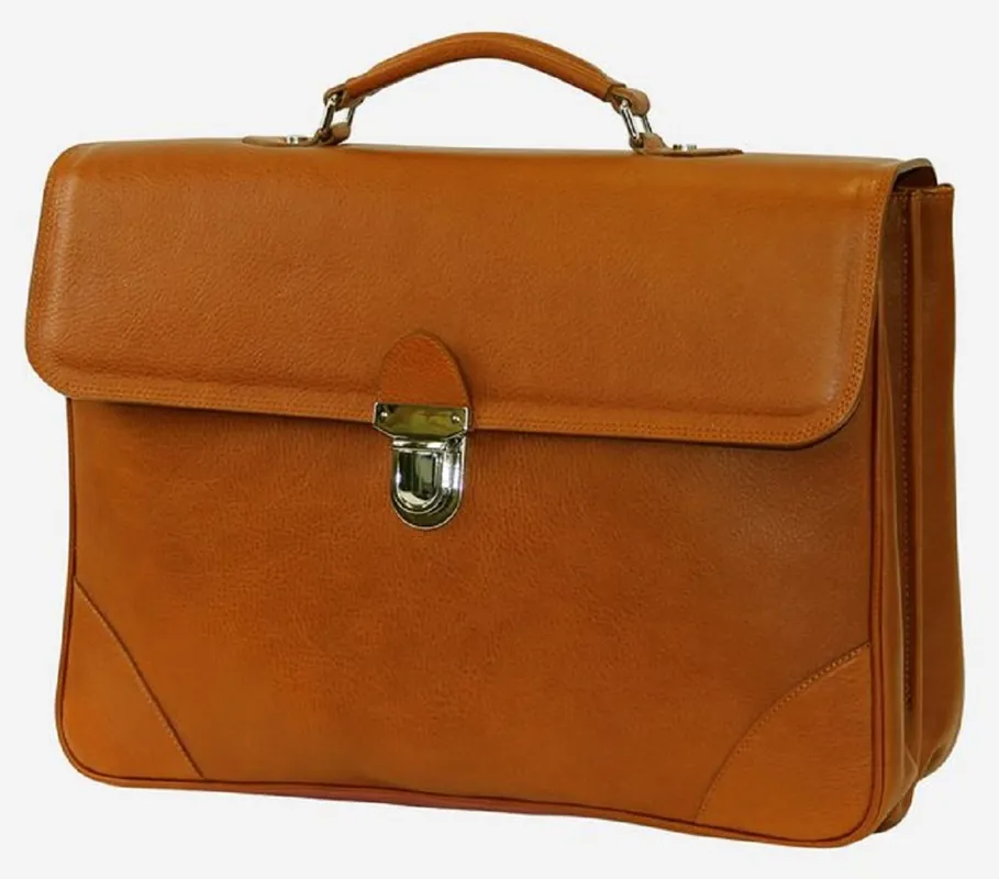Rabatt Casa Padrino luxury genuine leather briefcase light brown / silver 42 x 16 x H. 29 cm - Men's laptop bag made of high quality leather - Luxury Men's Accessories