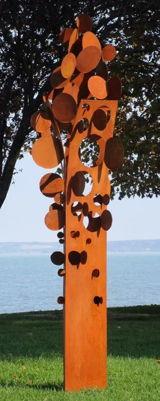 Casa Padrino designer steel garden sculpture coin tree rust 75 x 70 x H. 260 cm - Handmade weatherproof garden decoration Bestseller