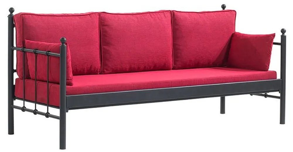Casa Padrino Art Nouveau garden sofa black / bordeaux red 200 x 70 x H. 92 cm - Garden Sofa - Patio Sofa - Art Nouveau Garden & Patio Furniture Finale Aktion