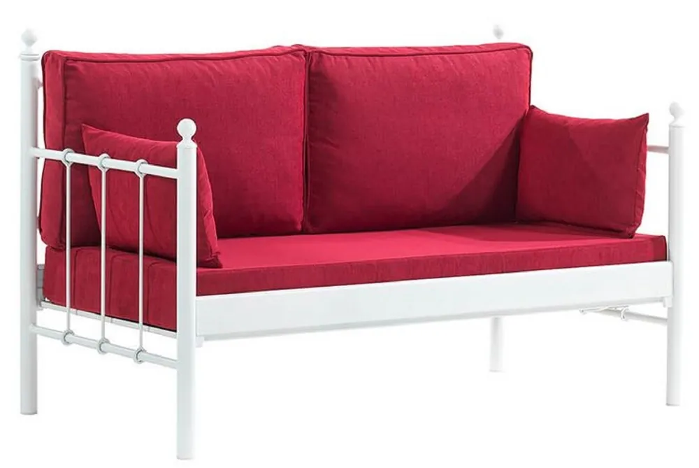 Jetzt Bestellen Casa Padrino Art Nouveau garden sofa white / bordeaux red 140 x 70 x H. 92 cm - Garden Sofa - Patio Sofa - Art Nouveau Garden & Patio Furniture