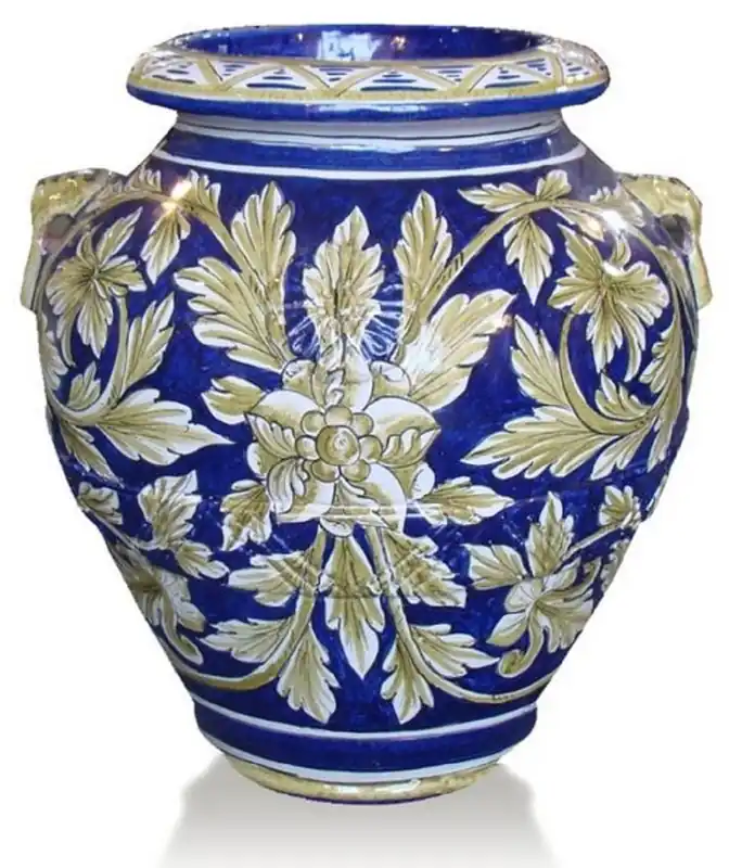 Mega-Angebot Casa Padrino Luxury Baroque Terracotta Vase Blue / Gold / White - Various Sizes - Magnificent Handmade & Hand Painted Flower Vase - Baroque Decoration Accessories