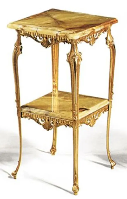 Begrenztes Angebot Casa Padrino luxury baroque side table gold / beige 40 x 40 x H. 72 cm - Noble brass table with marble tops - Baroque living room furniture - Luxury Quality