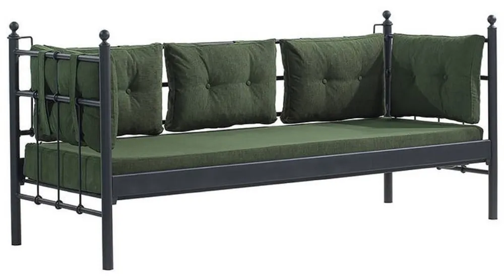 Casa Padrino Art Nouveau garden sofa black / dark green 200 x 70 x H. 92 cm - Garden Sofa - Patio Sofa - Garden & Patio Furniture Begrenztes Angebot