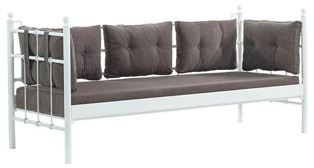 Casa Padrino Art Nouveau garden sofa white / dark gray 200 x 70 x H. 92 cm - Garden Sofa - Patio Sofa - Garden & Patio Furniture Finale Aktion