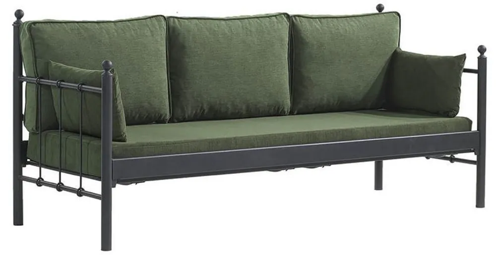 Casa Padrino Art Nouveau garden sofa black / dark green 200 x 70 x H. 92 cm - Garden Sofa - Patio Sofa - Art Nouveau Garden & Patio Furniture Neu Im Sortiment