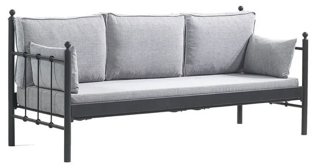 Casa Padrino Art Nouveau garden sofa black / light gray 200 x 70 x H. 92 cm - Garden Sofa - Patio Sofa - Art Nouveau Garden & Patio Furniture Geprüft