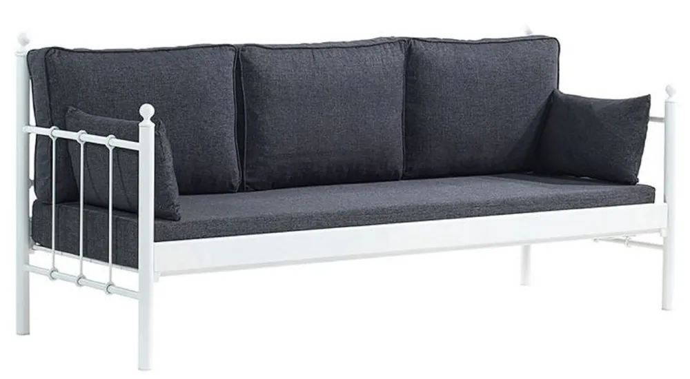 Casa Padrino Art Nouveau garden sofa white / dark gray 200 x 70 x H. 92 cm - Garden Sofa - Patio Sofa - Art Nouveau Garden & Patio Furniture Preisreduziert
