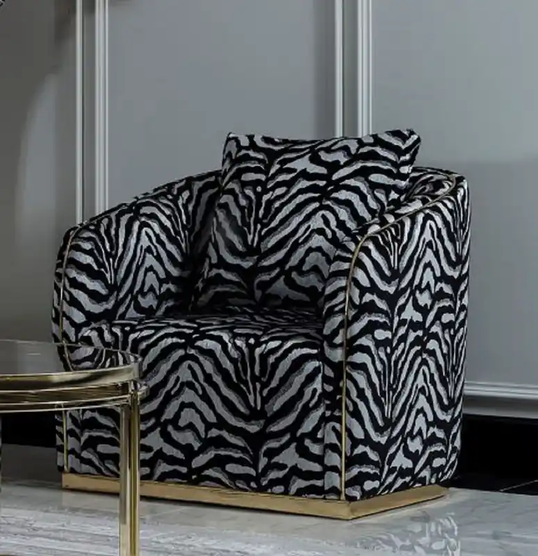 Casa Padrino luxury armchair gray / black / gold - Elegant living room armchair with pattern and decorative pillow - Luxury living room furniture Angebot