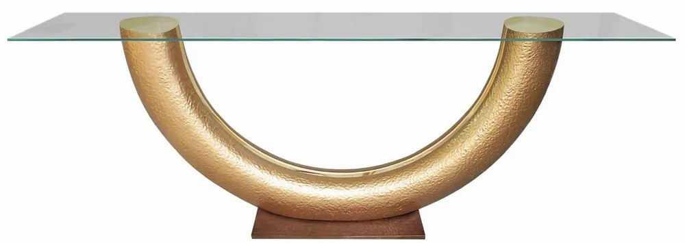 Mega-Angebot Casa Padrino luxury console gold / dark brown 230 x 45 x H. 86 cm - Console table with glass top - Living room furniture - Hotel furniture - Luxury Collection