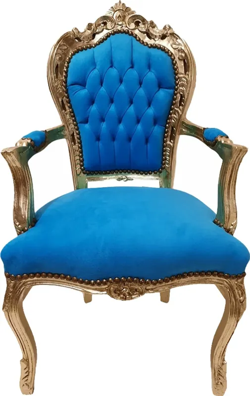 Casa Padrino baroque dining room chair turquoise / gold - antique style furniture Solange Der Vorrat Reicht
