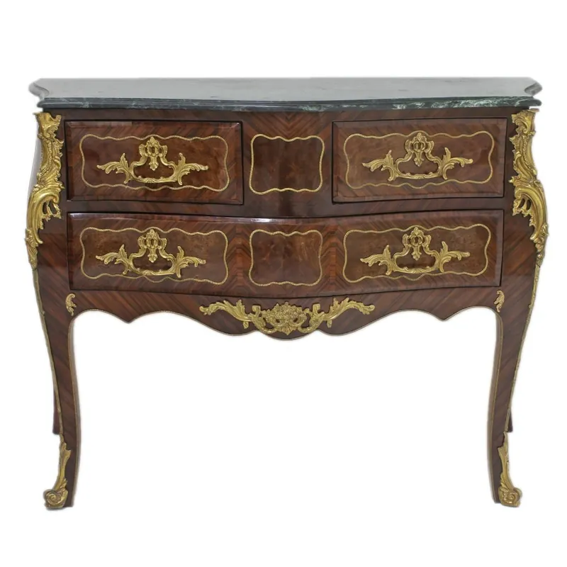 Casa Padrino baroque chest of drawers brown with green marble top 120 cm handmade - baroque furniture antique style Sofort Bestellen
