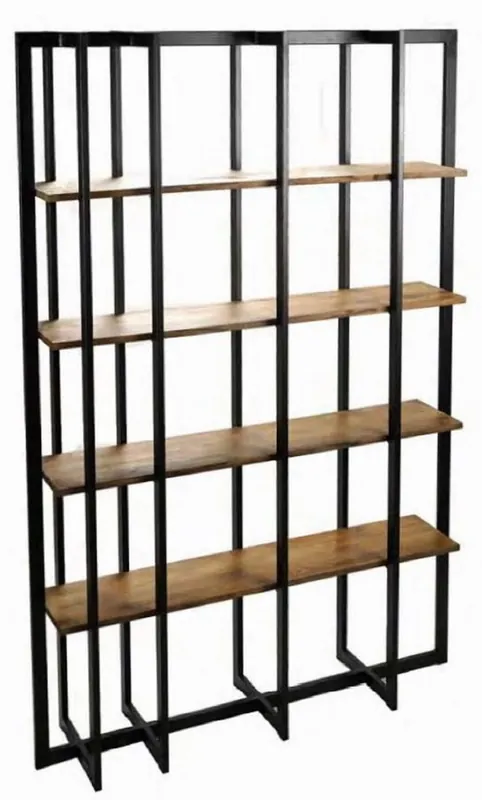 Casa Padrino luxury shelf cabinet brown / black 140 x 35 x H. 200 cm - Bookcase - Living Room Cabinet - Luxury Furniture Finale Aktion