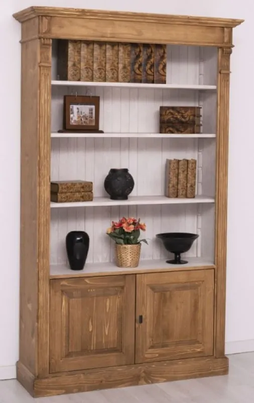 Casa Padrino country style bookcase brown / gray 120 x 39 x H. 197 cm - Solid wood cabinet - Living room cabinet - Office cabinet - Country style furniture Beliebt
