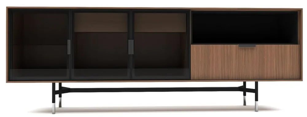 Casa Padrino luxury sideboard brown / black / silver 224 x 50 x H. 80 cm - Modern solid wood living room cabinet - Luxury living room furniture Begrenztes Angebot