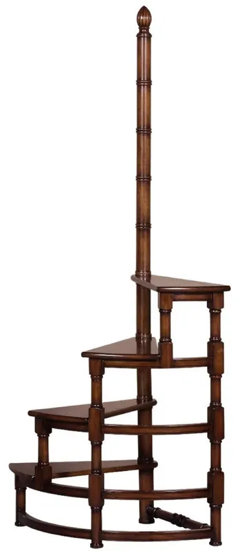 Casa Padrino luxury Art Nouveau library stairs brown 63 x 46 x H. 157 cm - Solid wood library ladder - Baroque & Art Nouveau Office Furniture - Luxury Quality Sonderaktion