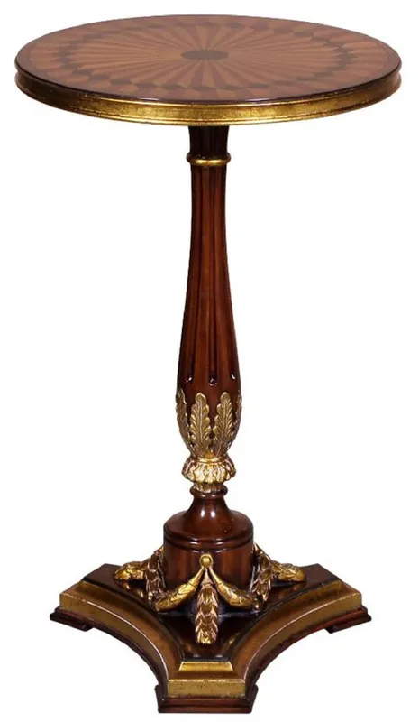 Casa Padrino luxury baroque side table brown / gold Ø 40 x H. 65 cm - Round mahogany table in baroque style - Baroque Furniture Super-Preis