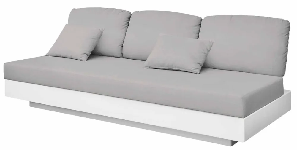 Markenware Casa Padrino luxury 3 seater garden sofa gray / matt white 210 x 90 x H. 70 cm - Weatherproof garden patio sofa - Hotel Furniture - Luxury Quality