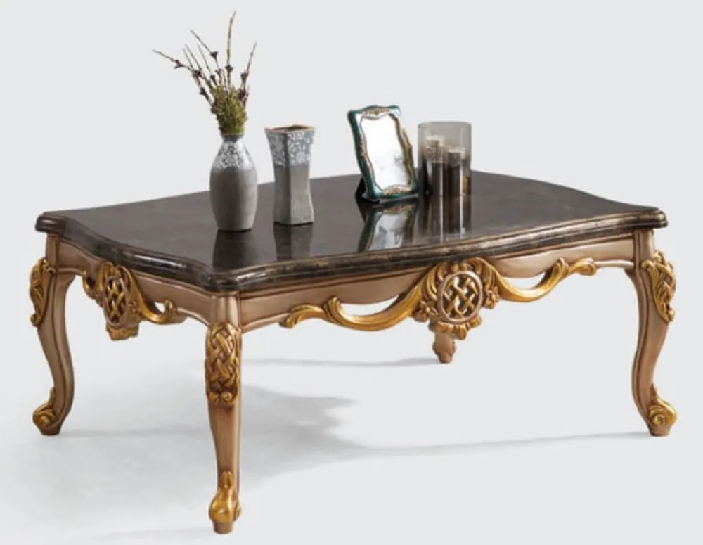 Casa Padrino luxury baroque living room table blue / silver / gold 120 x 90 x H. 55 cm - Noble solid wood coffee table in baroque style - Baroque Living Room Furniture Direkt Vom Hersteller