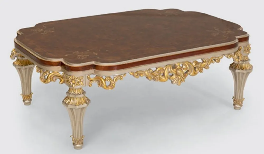 Mega-Angebot Casa Padrino luxury baroque living room table brown / silver / gold 120 x 88 x H. 44 cm - Noble solid wood coffee table in baroque style - Baroque Living Room Furniture