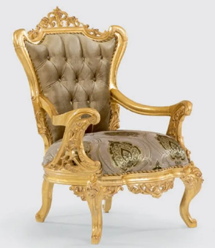 Solange Der Vorrat Reicht Casa Padrino luxury baroque armchair green / gray / gold 80 x 80 x H. 116 cm - Living room armchair with elegant pattern - Baroque living room furniture - Noble & Magnificent