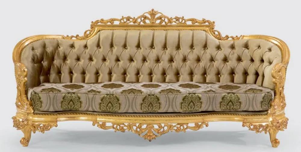 Casa Padrino luxury baroque sofa green / gray / gold 235 x 95 x H. 110 cm - Handmade living room sofa with elegant pattern - Baroque living room furniture - Noble & Magnificent Jetzt Bestellen