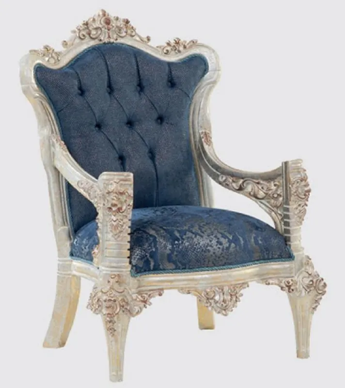 Sofort Bestellen Casa Padrino luxury baroque armchair blue / cream / copper / gold 75 x 75 x H. 116 cm - Magnificent living room armchair with elegant pattern - Baroque Furniture